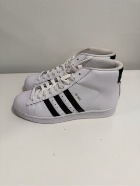 adidas White/Black Mid-Top Sneakers